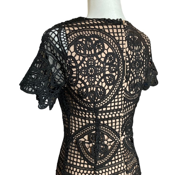 J.O.A. Los Angeles Women's black crochet lace overlay short sleeve dress, Sz S - Picture 12 of 17